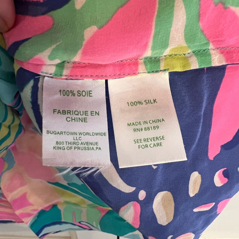 Lilly Pulitzer Multicolor Tropical Print Tank Top — Pink, Blue, Green - Picture 3 of 4